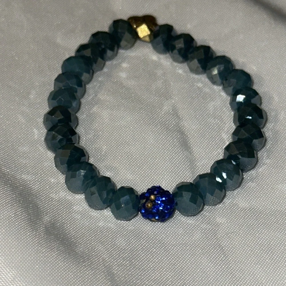 Girl’s Gem Jams by Erimish stretch bead bracelet set blue black missing gems